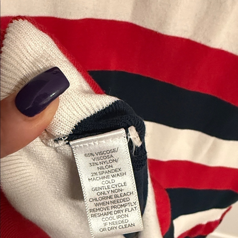 LOFT womens Dress with Red, Navy, and White Stripes - Picture 5 of 8
